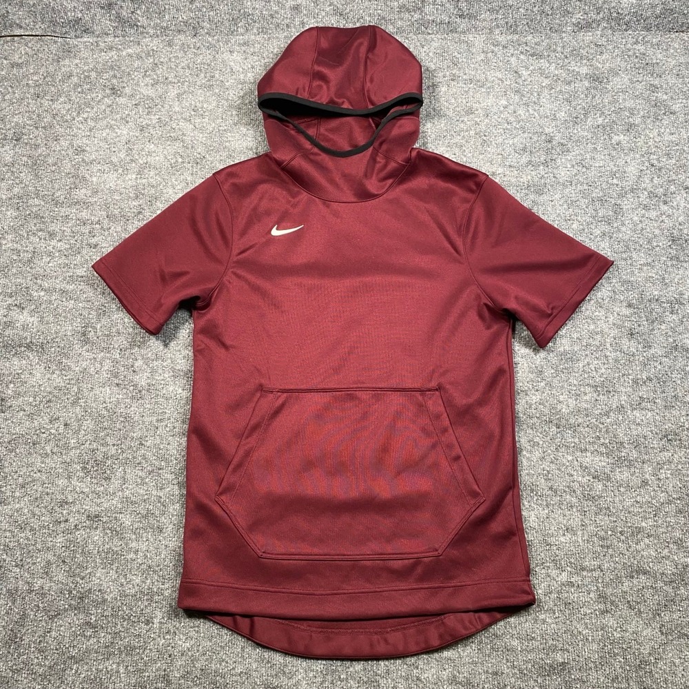 Nike Mens Dri-FIT Short Sleeve Hoodie Maroon Burgundy DC2521-669 Small